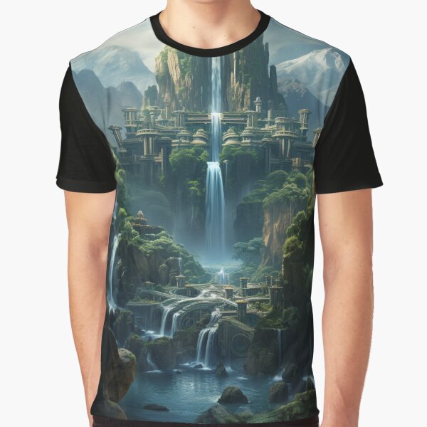 Vista previa del artículo con la obra «Digital Mirage: Sunlit Waterfall in Pixel Precision - 4», diseñado y vendido por Moisky Art.