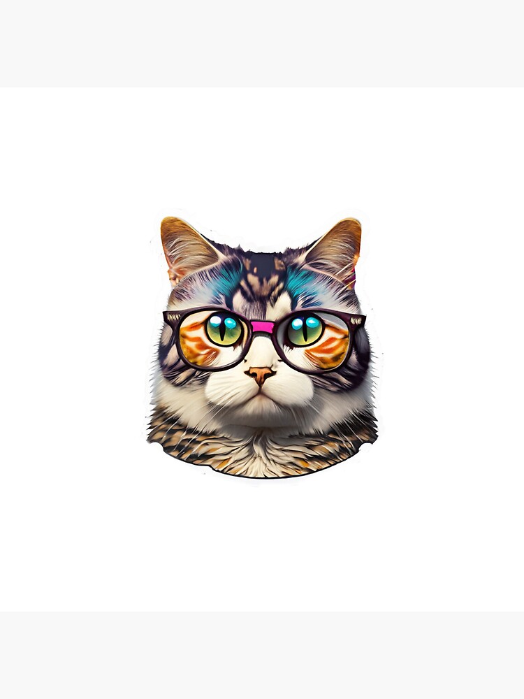 Thumbnail 3 of 3, Sticker, kitty with glasses designed and sold by Tonny Frøyen.