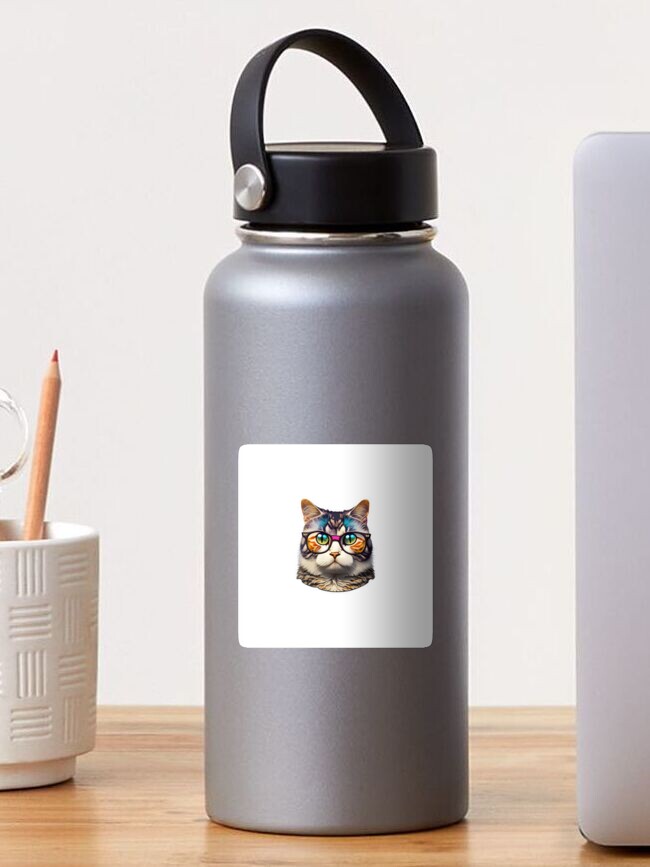 Thumbnail 1 of 3, Sticker, kitty with glasses designed and sold by Tonny Frøyen.