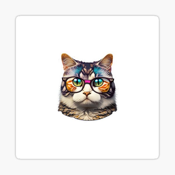 kitty with glasses Sticker