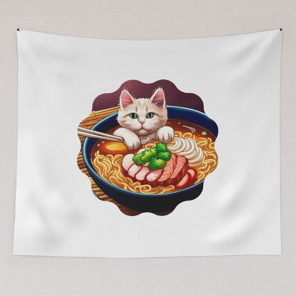 Artikelvorschau, Kawaii Vintage japanische Ramen-Katze entworfen und verkauft von Posivibez Designs.