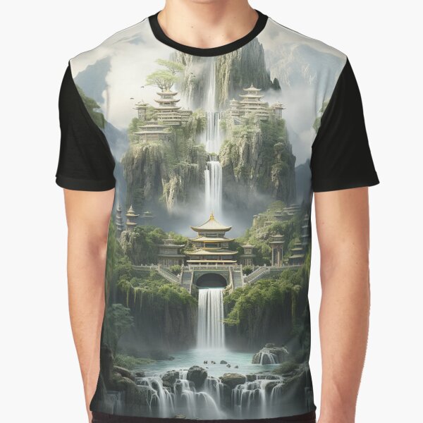 Vista previa del artículo con la obra «Digital Mirage: Sunlit Waterfall in Pixel Precision - 6», diseñado y vendido por Moisky Art.
