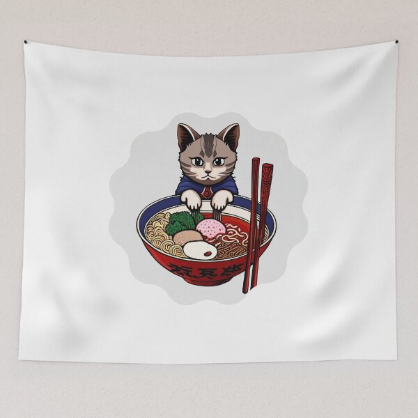 Artikelvorschau, Kawaii Vintage japanische Ramen-Katze entworfen und verkauft von Posivibez Designs.