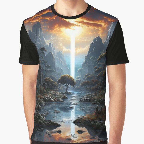 Vista previa del artículo con la obra «Digital Mirage: Sunlit Waterfall in Pixel Precision - 7», diseñado y vendido por Moisky Art.