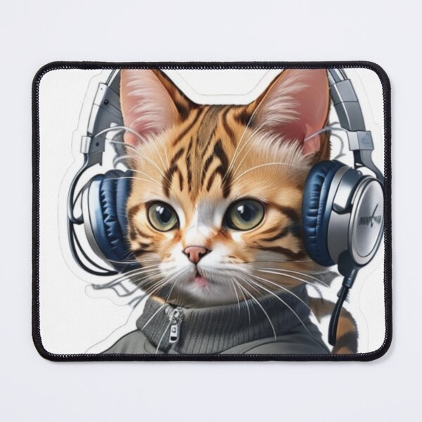 Item preview, Cute Cat with Headphones 3 Sticker, Clothing, T-shirts: Groove to the Purrfect Beats! designed and sold by Weslley Silva.