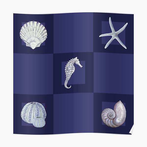 Coastal Collection Midnight Blue Patchwork Poster