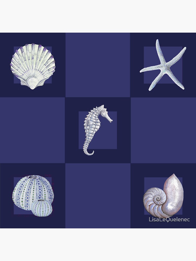 Thumbnail 3 of 3, Sticker, Coastal Collection Midnight Blue Patchwork designed and sold by LisaLeQuelenec.