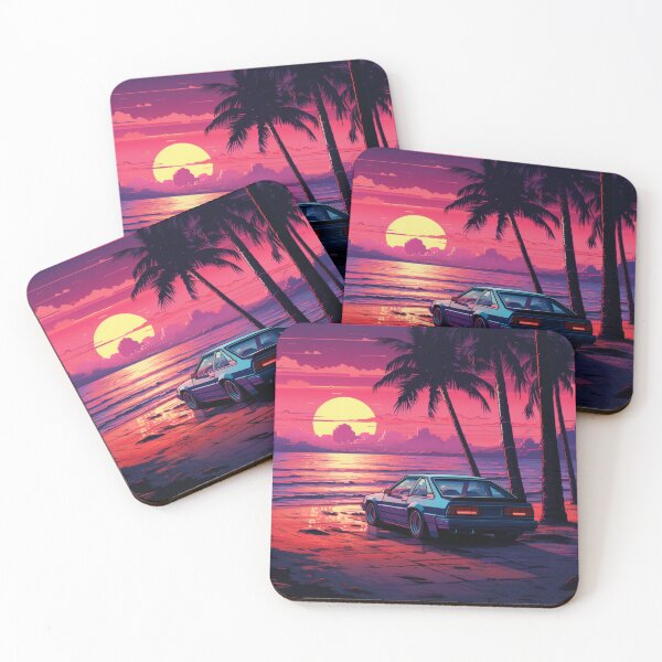 Item preview, Sunset Retrowave Car Art designed and sold by NaNaSpaceStore.