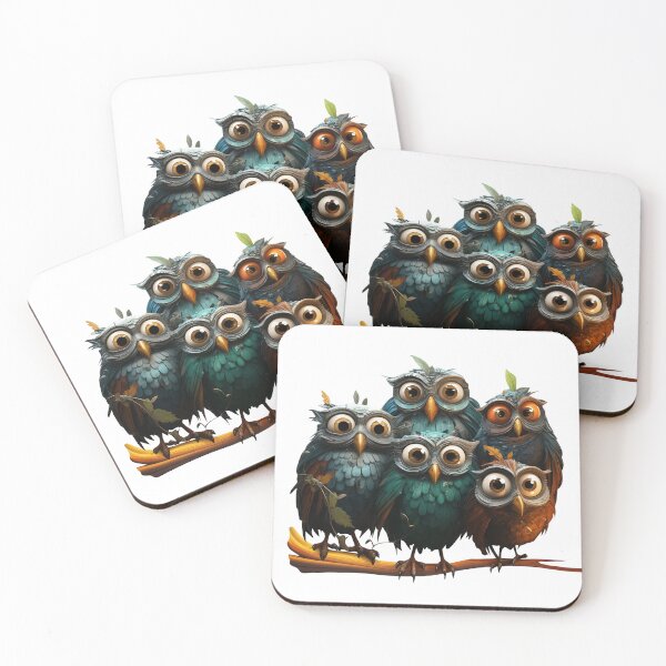 Item preview, This illustration features adorable and comical owl characters perched on a branch designed and sold by BogatyrovaOlena.