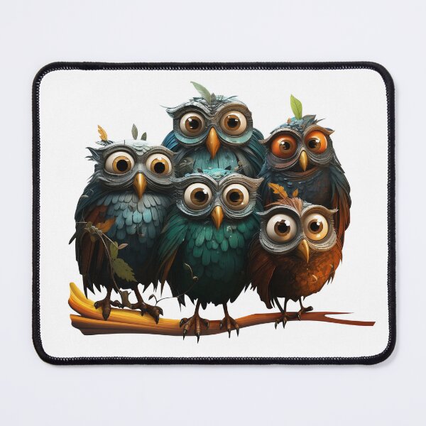 Item preview, This illustration features adorable and comical owl characters perched on a branch designed and sold by BogatyrovaOlena.