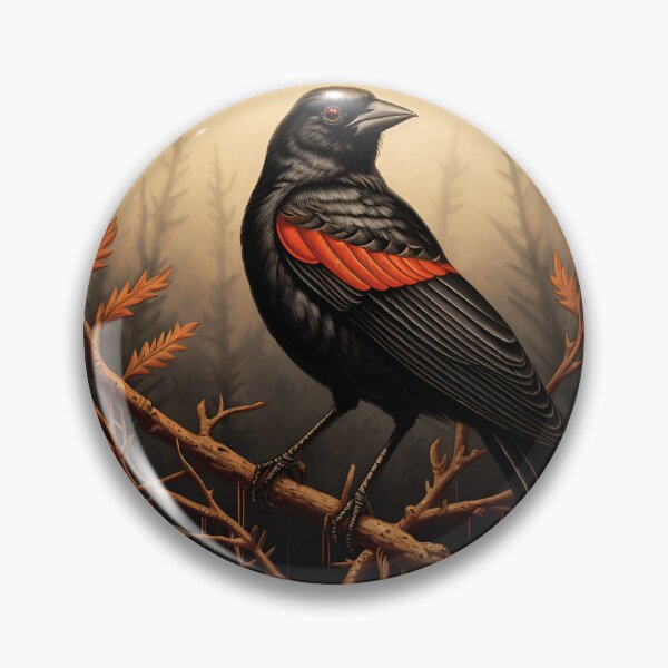 Item preview, Red winged blackbird on branch graphic designed and sold by AndyMcBird.