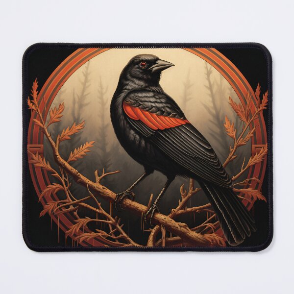 Item preview, Red winged blackbird on branch graphic designed and sold by AndyMcBird.