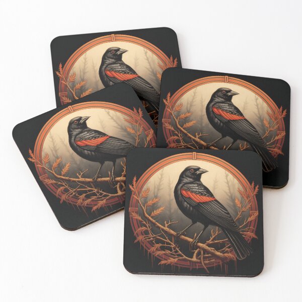 Item preview, Red winged blackbird on branch graphic designed and sold by AndyMcBird.