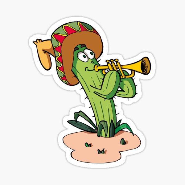 Cactus trompettiste rose Sticker