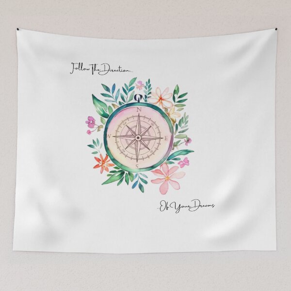 Item preview, follow the irection of your dreams m compass with flowers  designed and sold by SoHaeYoung.