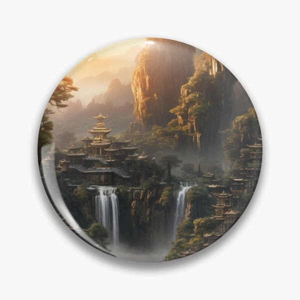 Artikelvorschau, Digital Mirage: Sunlit Waterfall in Pixel Precision - 19 entworfen und verkauft von Moisky Art.