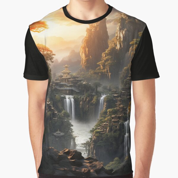 Vista previa del artículo con la obra «Digital Mirage: Sunlit Waterfall in Pixel Precision - 19», diseñado y vendido por Moisky Art.