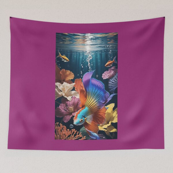 Item preview, Betta Fish Swimming With Flowers 	 	 designed and sold by okbnfceoayk98.