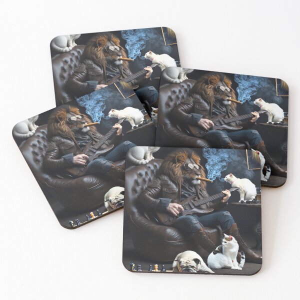 Item preview, lion playing guitar , smoking cigar  designed and sold by DeluxBee.