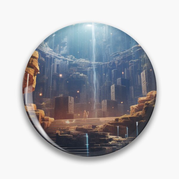 Artikelvorschau, Digital Mirage: Sunlit Waterfall in Pixel Precision - 22 entworfen und verkauft von Moisky Art.