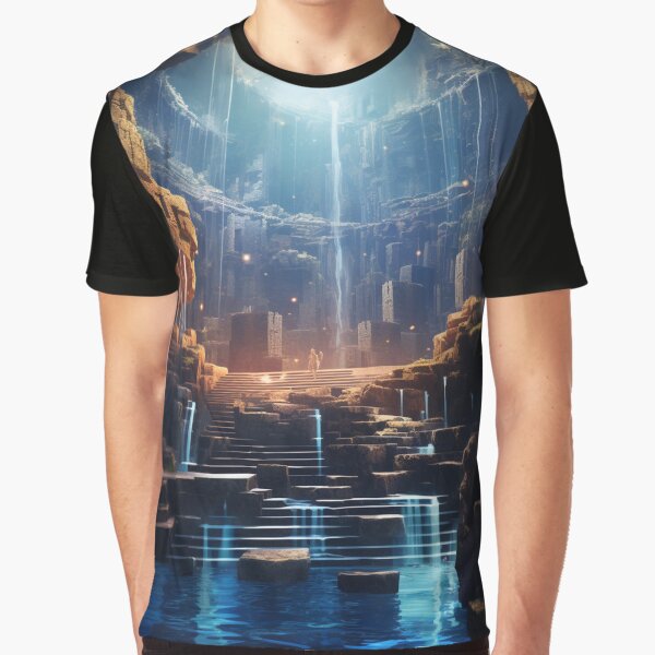 Vista previa del artículo con la obra «Digital Mirage: Sunlit Waterfall in Pixel Precision - 22», diseñado y vendido por Moisky Art.