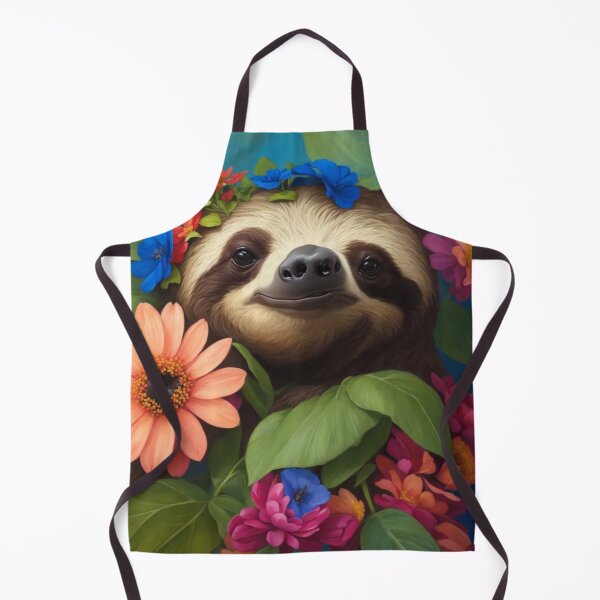 Artikelvorschau, Niedliches Faultier mit generativer KI der Blumenillustration entworfen und verkauft von juoctaviniarts.