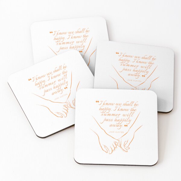Item preview, Jane Austen quote in orange - I know we shall be happy. designed and sold by MerytonGallery.