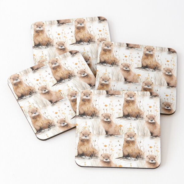 Item preview, Eurasian Otter Seamless Pattern Design designed and sold by CaledoniArt.