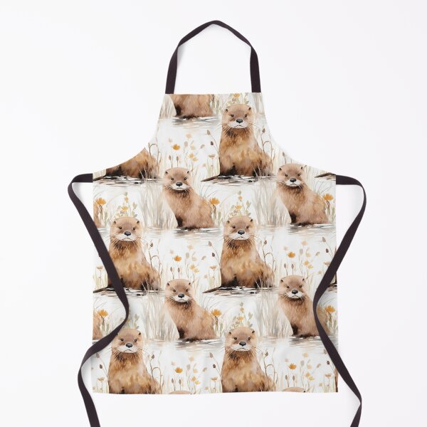 Item preview, Eurasian Otter Seamless Pattern Design designed and sold by CaledoniArt.