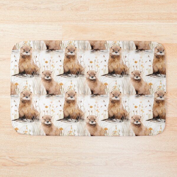 Item preview, Eurasian Otter Seamless Pattern Design designed and sold by CaledoniArt.