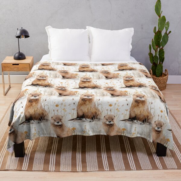 Item preview, Eurasian Otter Seamless Pattern Design designed and sold by CaledoniArt.