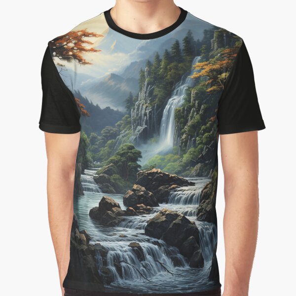 Vista previa del artículo con la obra «Digital Mirage: Sunlit Waterfall in Pixel Precision - 28», diseñado y vendido por Moisky Art.