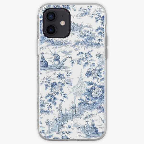Powder Blue Chinoiserie Toile iPhone Soft Case