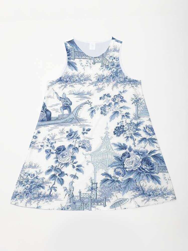 cinderella blue bridesmaid dresses Women's Blue Toile Print Dress – Lucca Couture