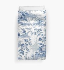 Puderblaue Chinoiserie Toile Bettbezug