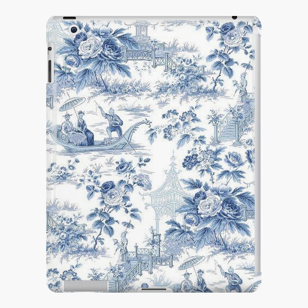 Phone Case - Soft Blue Toile with Chinoiserie Monogram –