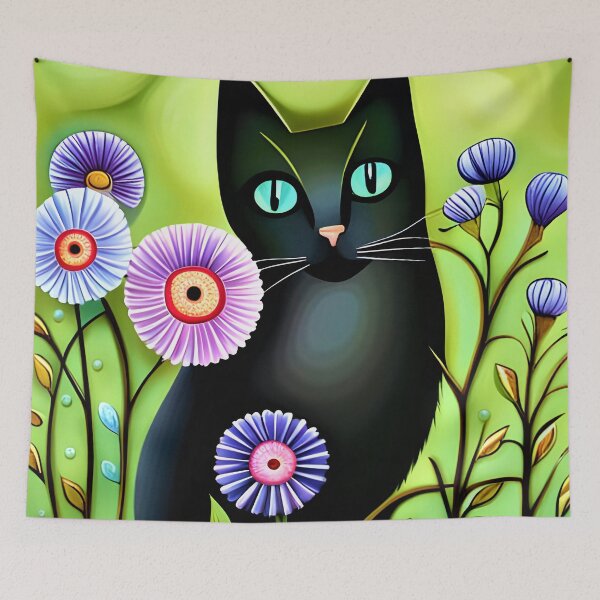 Item preview, Lawn Panther in the Flowers designed and sold by Reclining Buddha Cat.