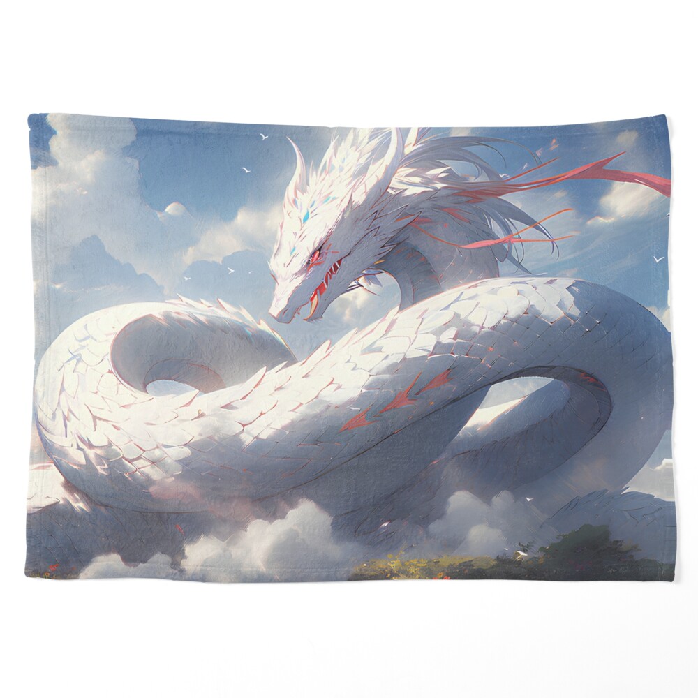 Transcendent Serpent: Majestic White Dragon Soaring in the Sky