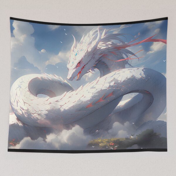 Item preview, Transcendent Serpent: Majestic White Dragon Soaring in the Sky designed and sold by Wylveragon.