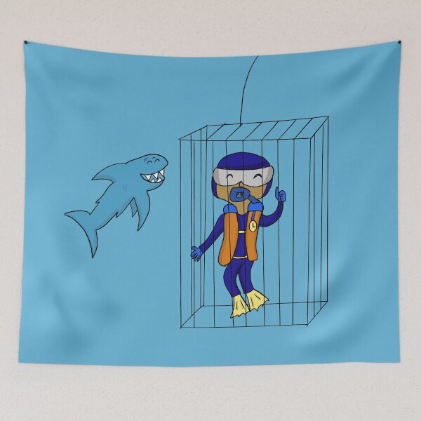 Item preview, Diving with Friendly Sharks designed and sold by blue-planet-art.