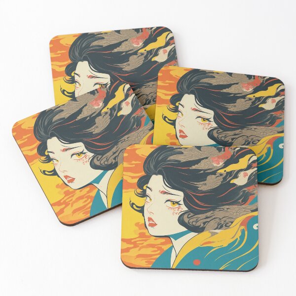 Item preview, Golden Ukiyo-e Fusion: Wind-Swept Japanese Girl designed and sold by piwon.