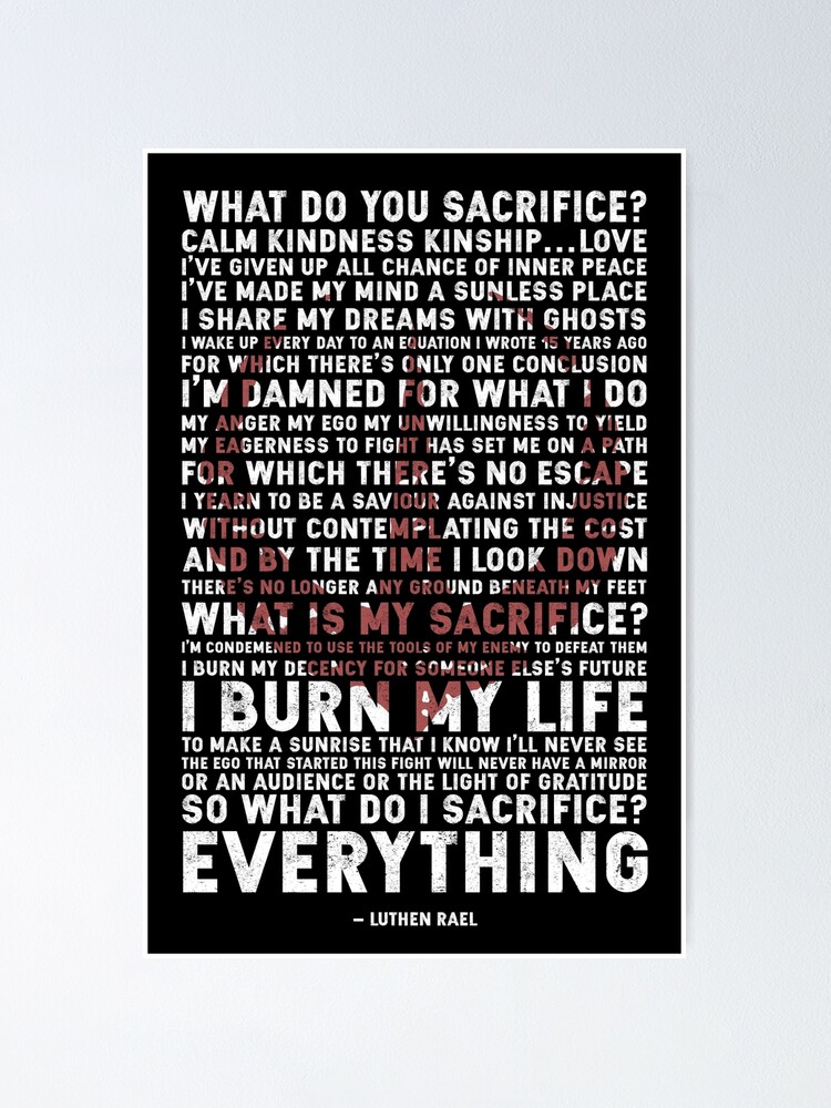  Sacrifice Song Lyric Vintage Quote Print : Office