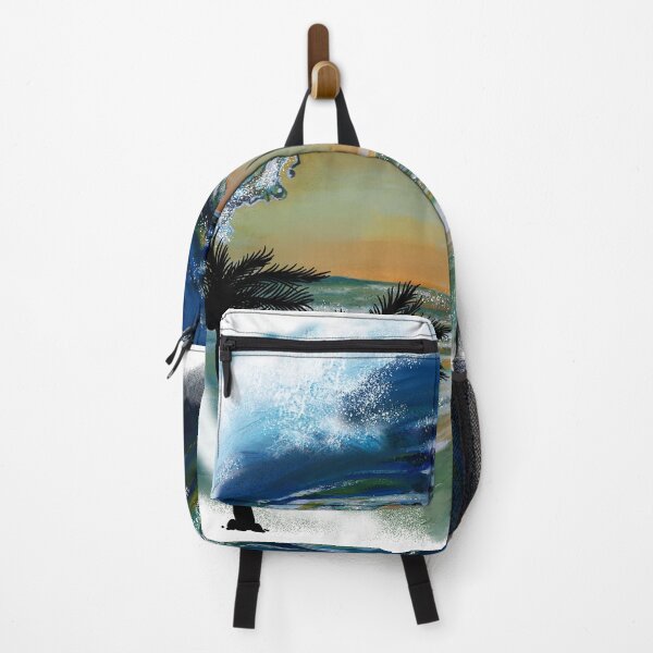Item preview, Large Blue Wave with Palm Trees, Ocean Waves designed and sold by BoastInArt.