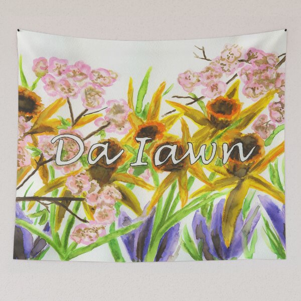 Item preview, Da Iawn with daffodils, crocuses and tree blossom designed and sold by LymphomaLass.
