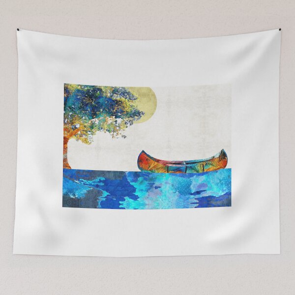 Item preview, The Lazy River Canoe Collage Art designed and sold by Sharon Cummings Art.