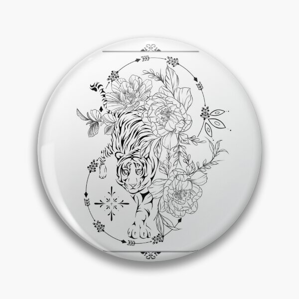 Item preview, Tiger And Flower Design designed and sold by Jaselvii.