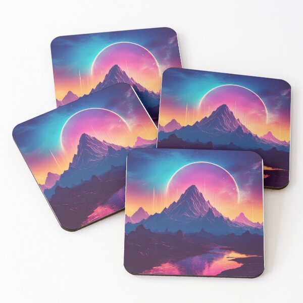 Item preview, Neon Vista: Synthwave Serenity in the Mountains designed and sold by Mullet Monkey.