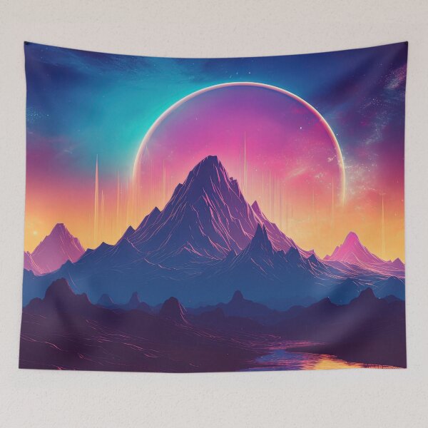 Item preview, Neon Vista: Synthwave Serenity in the Mountains designed and sold by Mullet Monkey.