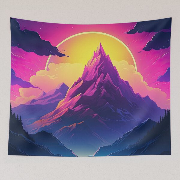 Item preview, Synthwave Sanctuary: Mountain Oasis of Nostalgia designed and sold by Mullet Monkey.