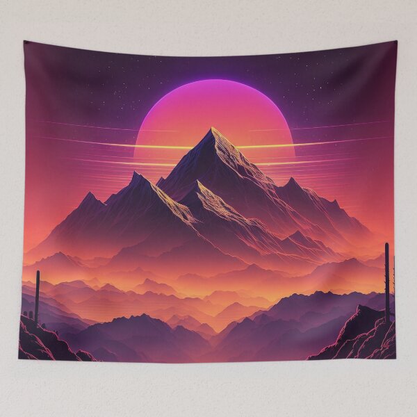 Item preview, Electric Peaks: Synthwave Adventure in the Majestic Mountains designed and sold by Mullet Monkey.